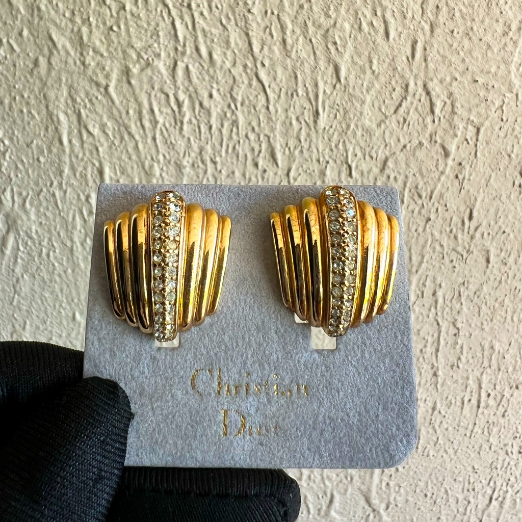 Christian Dior Gold Clip On Earrings Euc